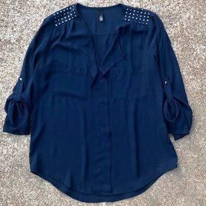 LBK Women’s Blue Blouse w/ Gray Studs